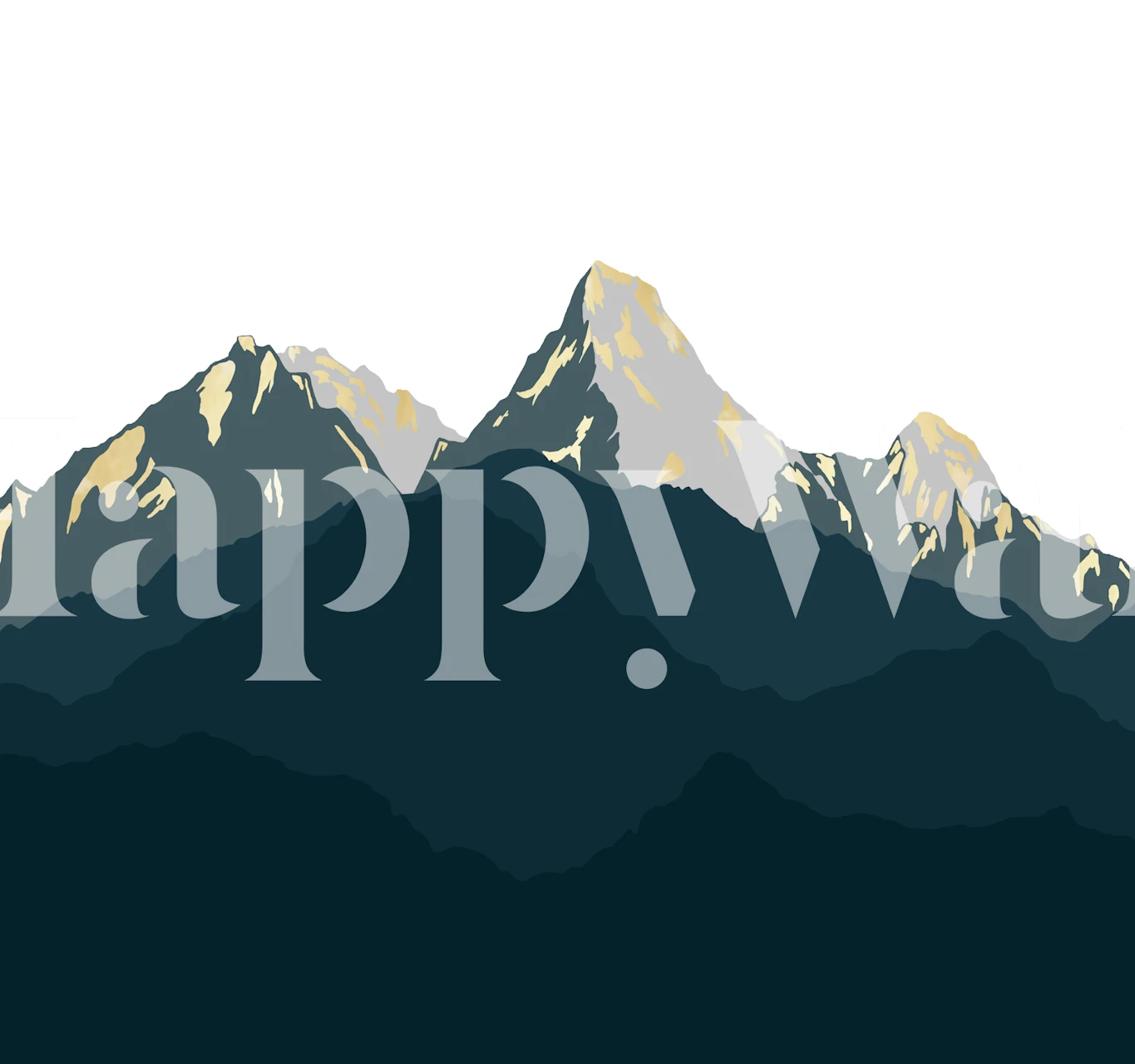 Blue and golden mountains silhouette tapet i et rom