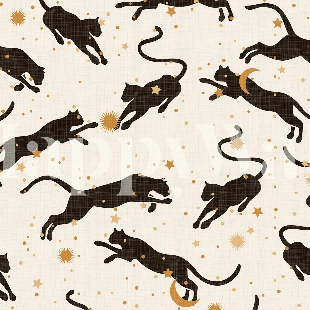 Panthers and stars wallpaper design in a room