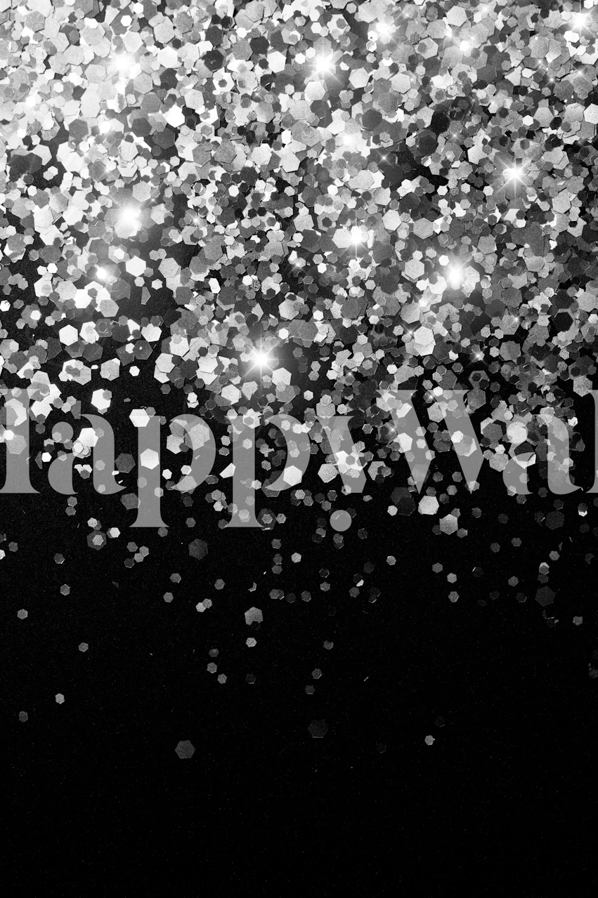 Papel de parede Silver Gray e Black Glitter em um quarto