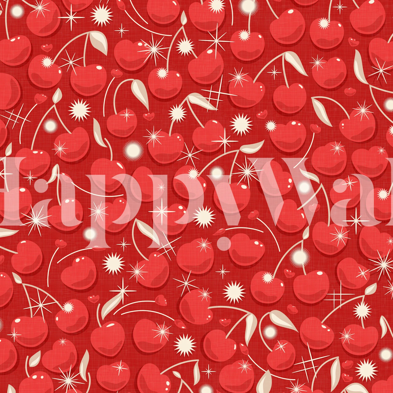 Juicy Retro Cherries on Red WM i et rom