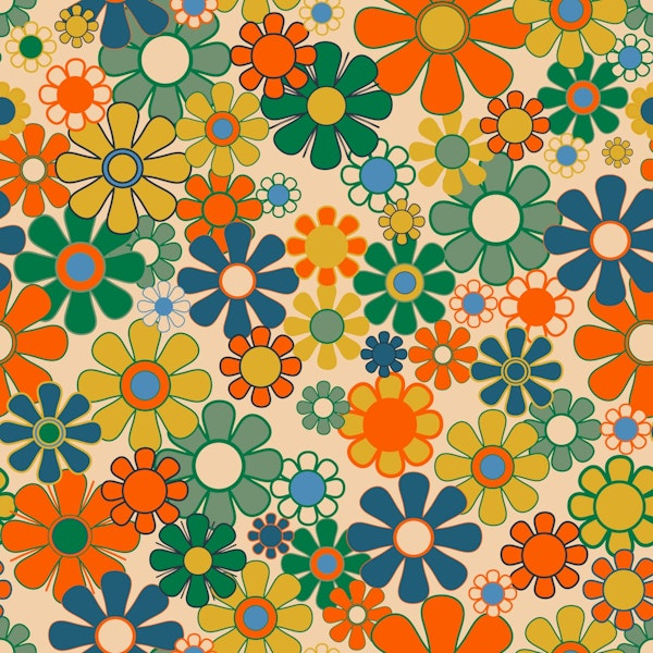 Pretty Retro Garden Nostalgic Floral Pattern