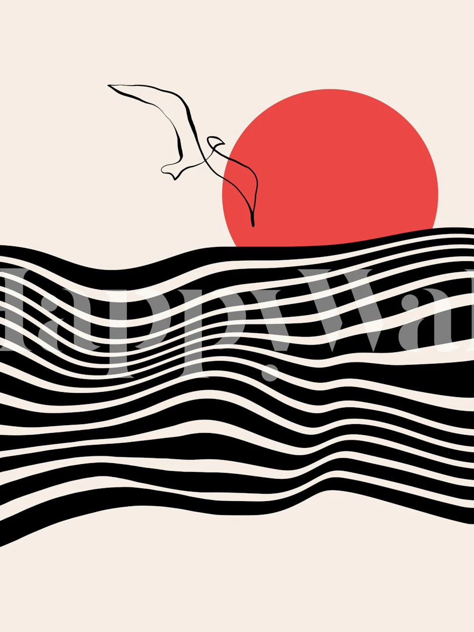 Seagull Flight wallpaper in a room setting