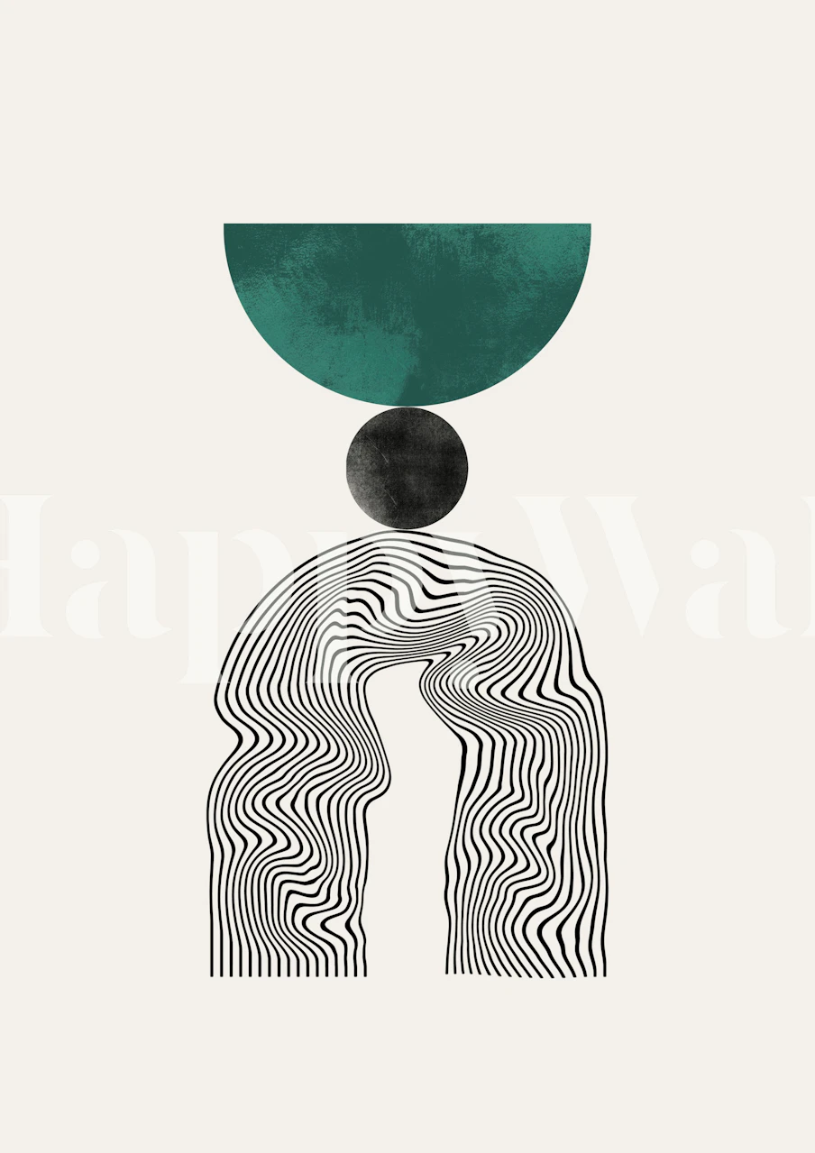 Geometric black and teal abstract design wallpaper