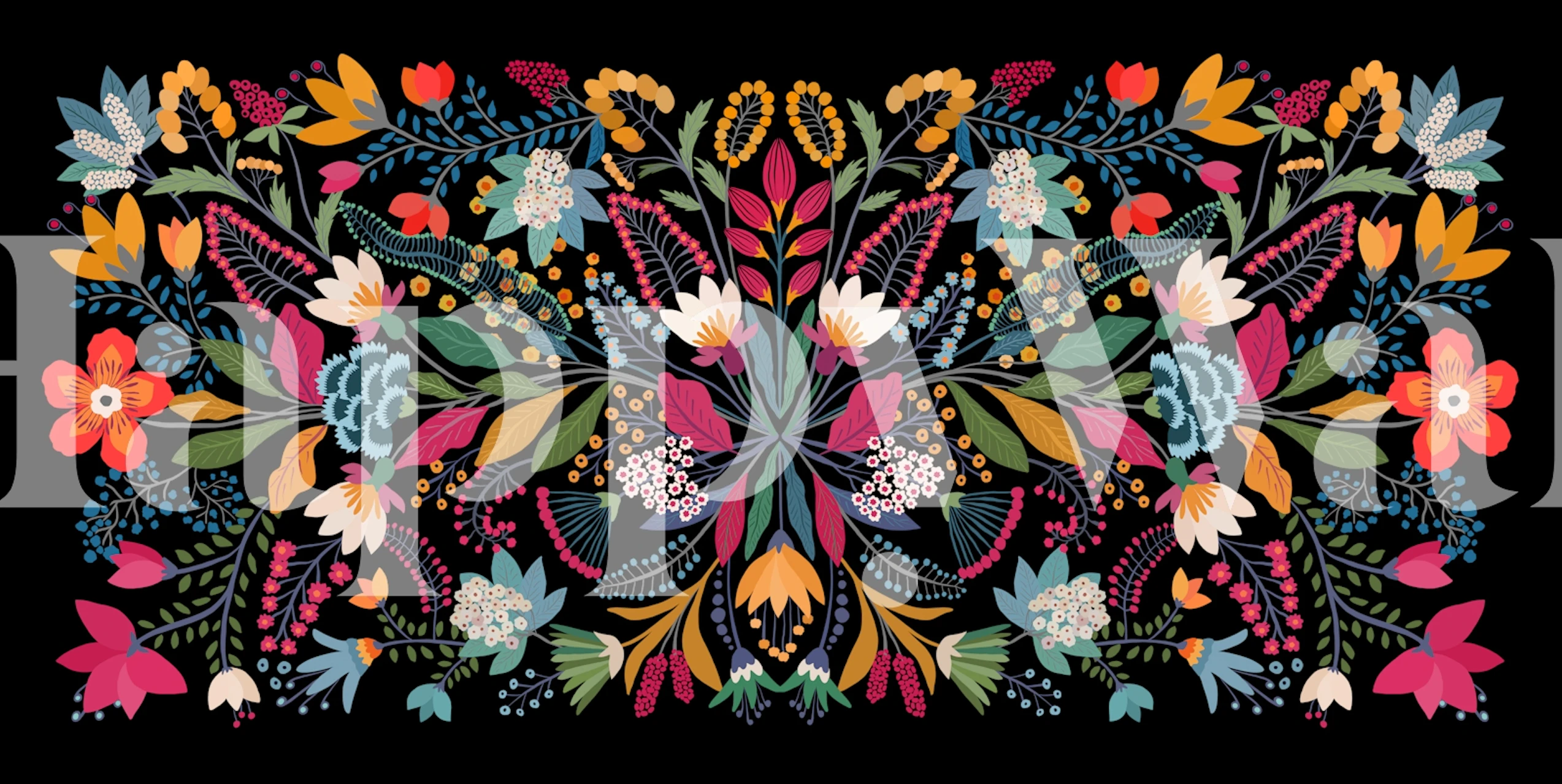 Otomi Floral Tapestry behang in een kamer