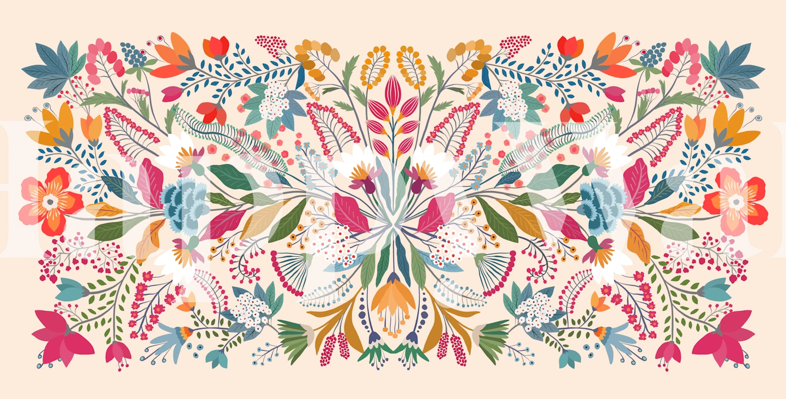 Design de papier peint floral dans une pièce