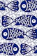 Blue and White Block Print / Doodle Fish