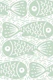 Light Sage Block Print Doodle Fish