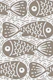 Brown Block Print Doodle Fish