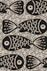 Black Block Print Doodle Fish