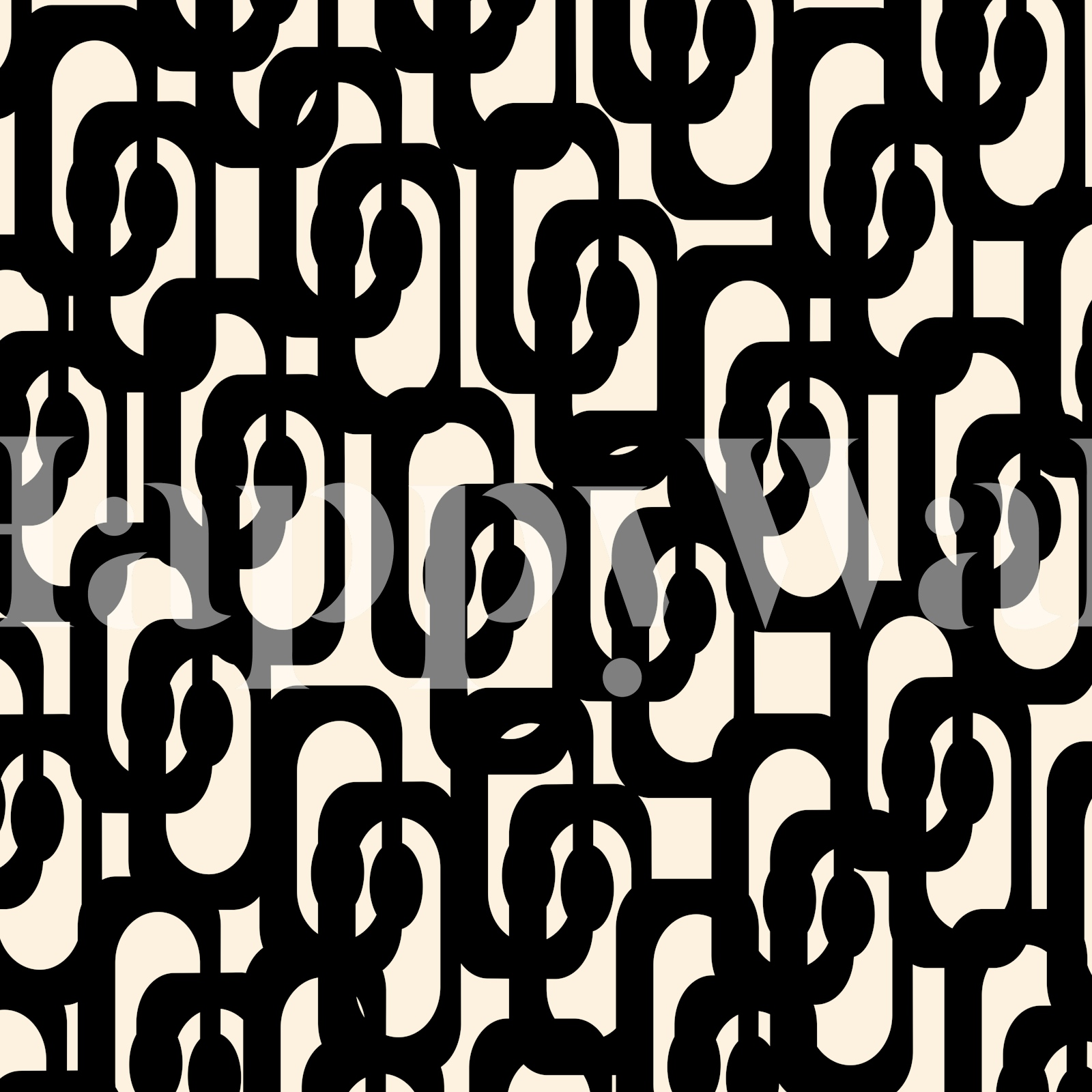 Mid Century Modern Loops Black and Cream | Happywall