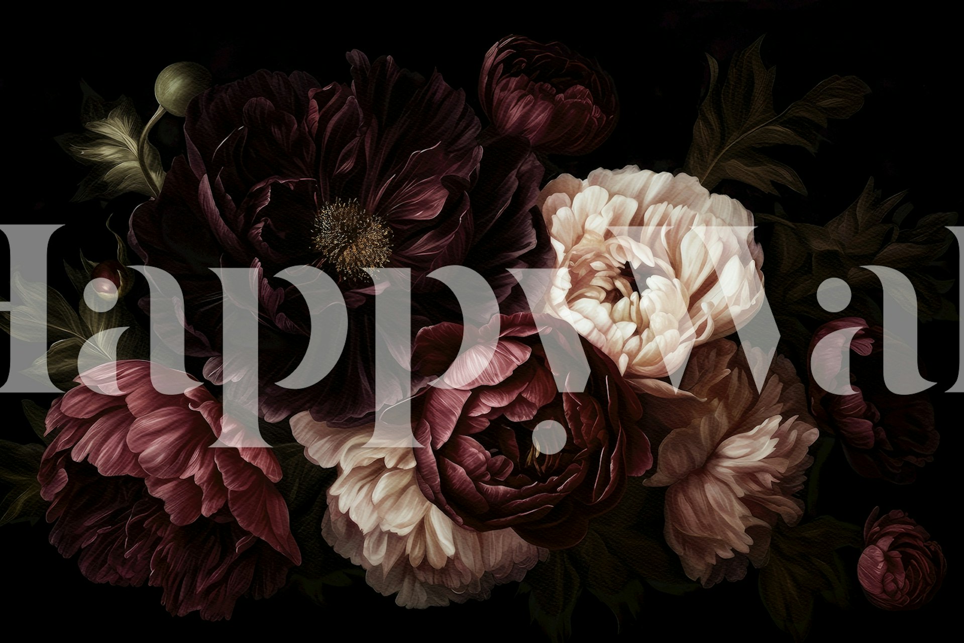 Moody floral tapetdesign i et rum