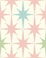 Mid Century Modern Atomic Stars Soft Pastel tapet
