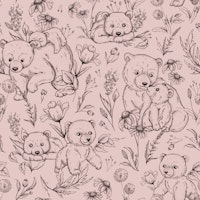 Sketchy Bear - rose papel de parede