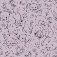Sketchy Bear - lavender papel de parede