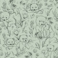 Sketchy Bear - mint papiers peint