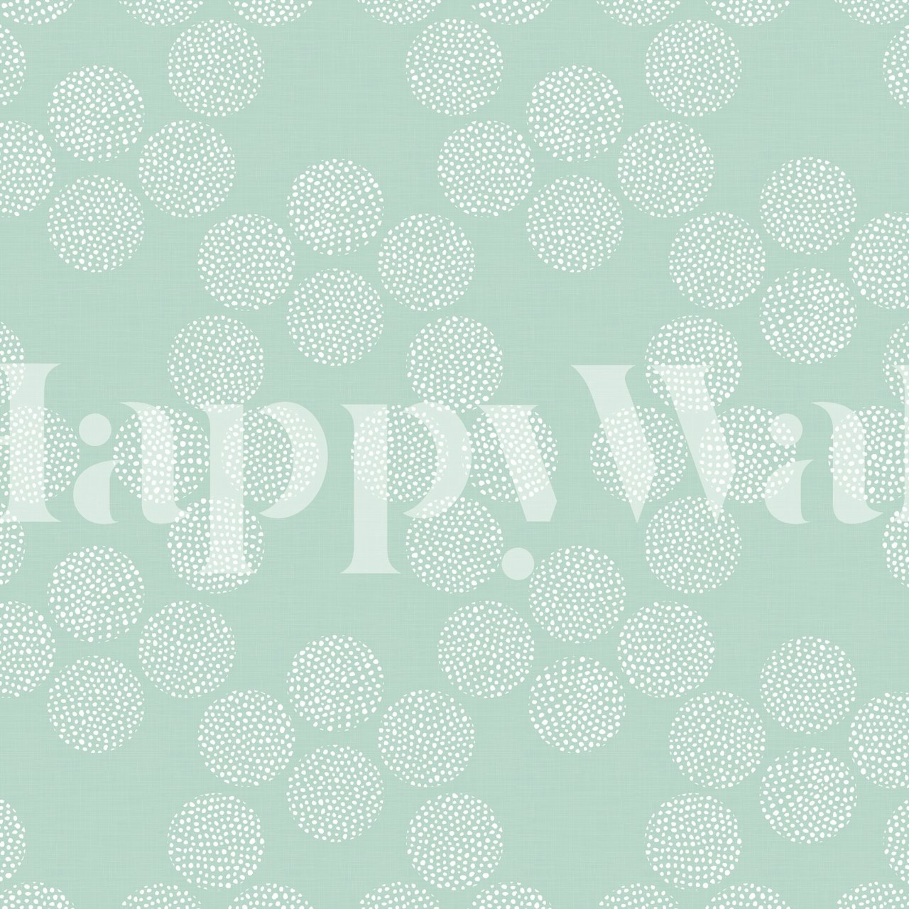 Mint green wallpaper with white boho polka dots