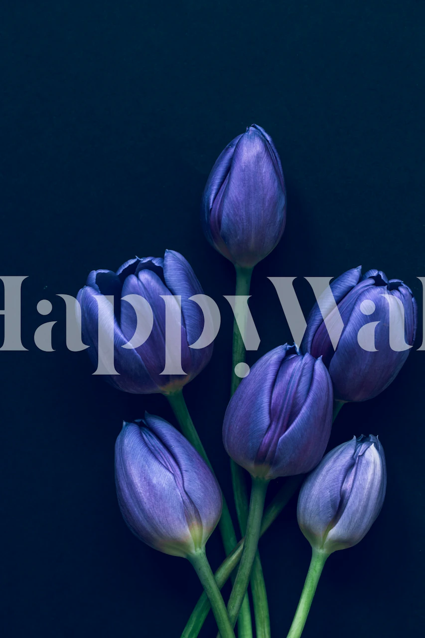 Five Blue Tulips wallpaper in a room