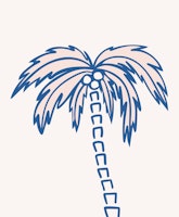 Tropical Palm Oasis blue rose tapete