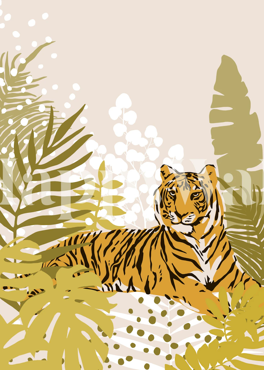 Tropical Tiger Retreat-behang in een kamer