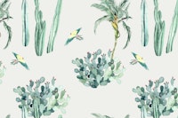 Exotic Birds Among Cactus Plants tapete