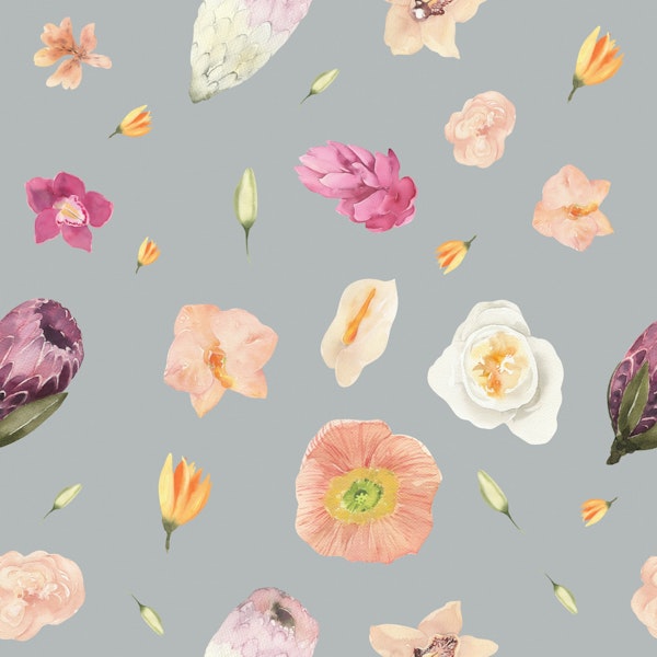 Soft Petals & Leaves – Tropical Pattern