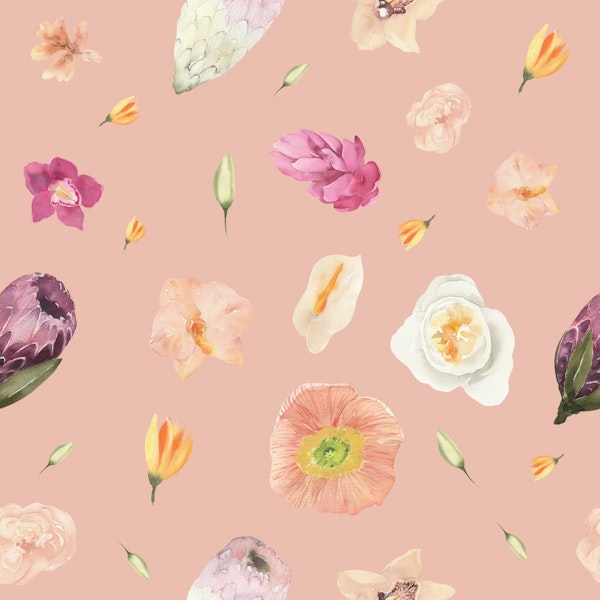 Hand-Painted Tropical Flowers