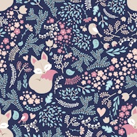 Sleeping Fox - navy tapete