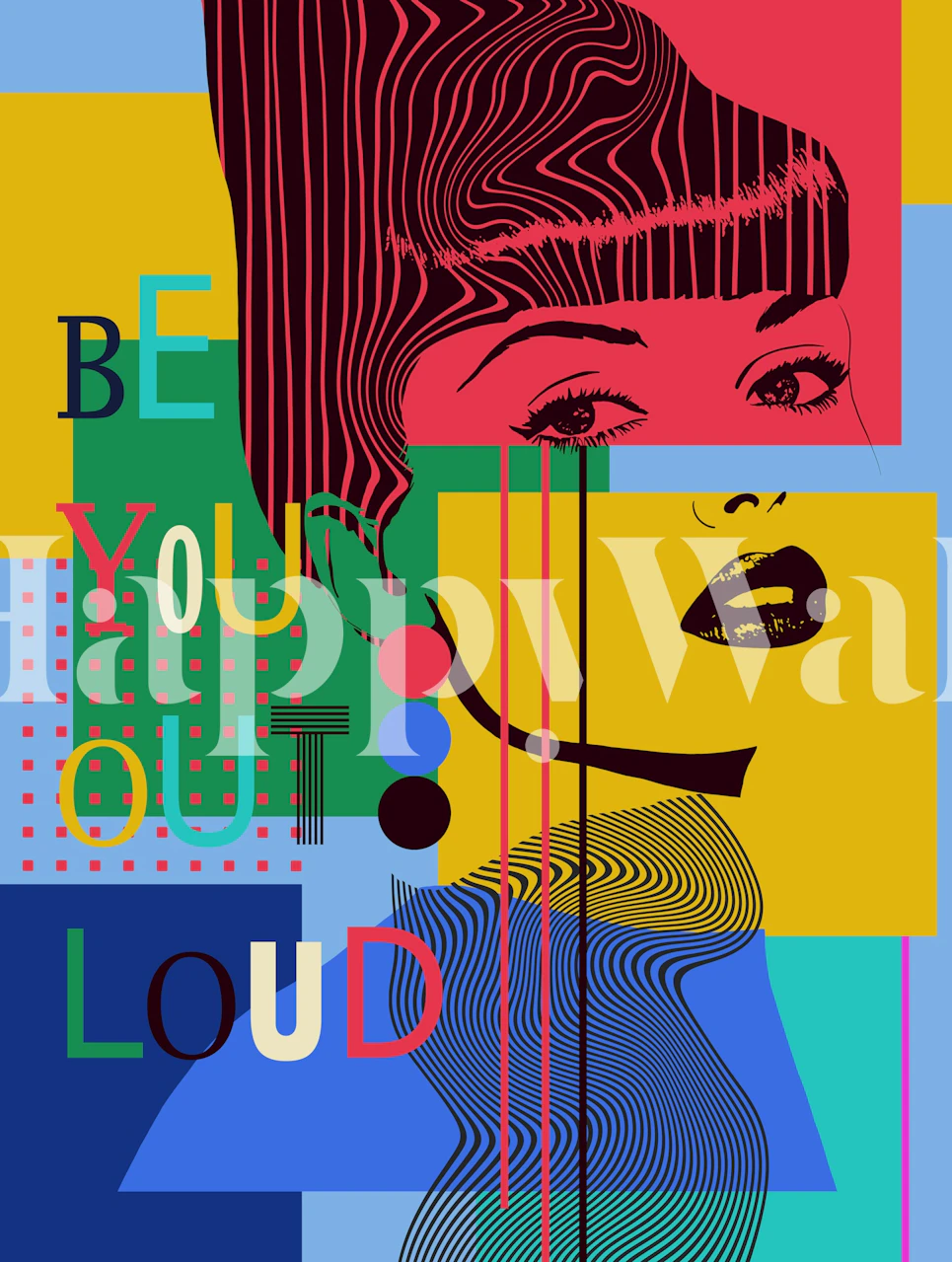 Bold Pop Art Expression wallpaper in a room