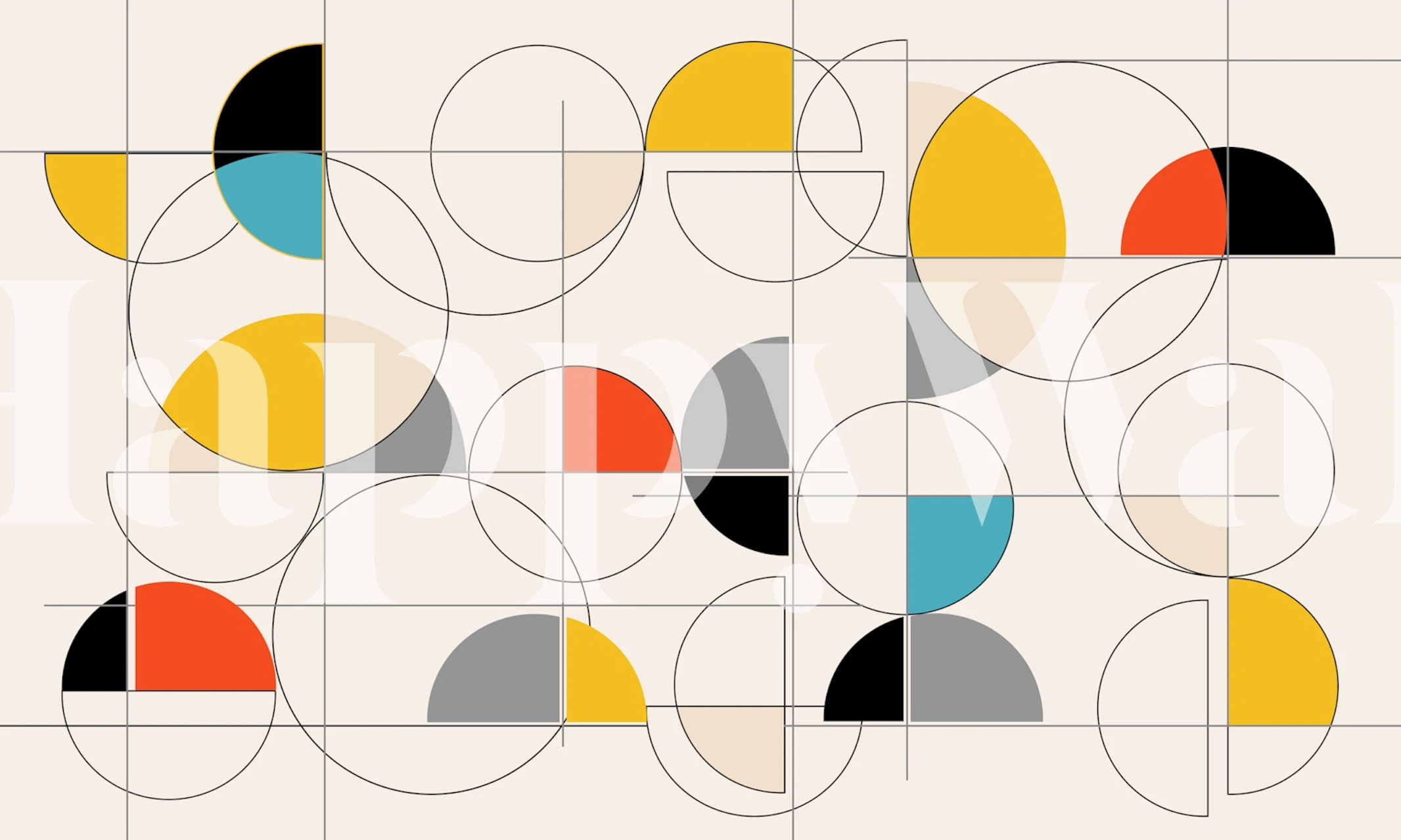Geometric circles wallpaper in a room