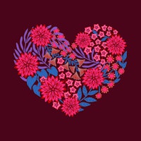 Flowered Heart Love Floral Botanical Red tapety