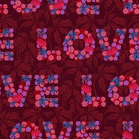 Flowered Love Floral Lettering Pattern Red wallpaper