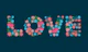 Flowered Love Floral Letters Blue Horizontal