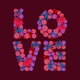 Flowered Love Floral Lettering Red Lg Square