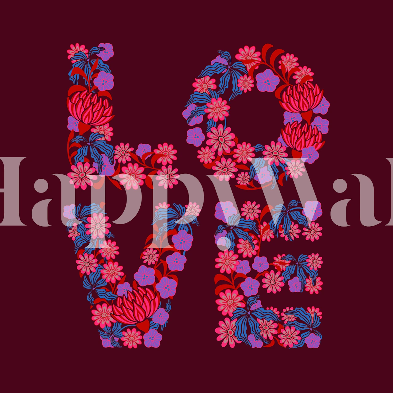 Flowered Love Floral Lettering tapetdesign
