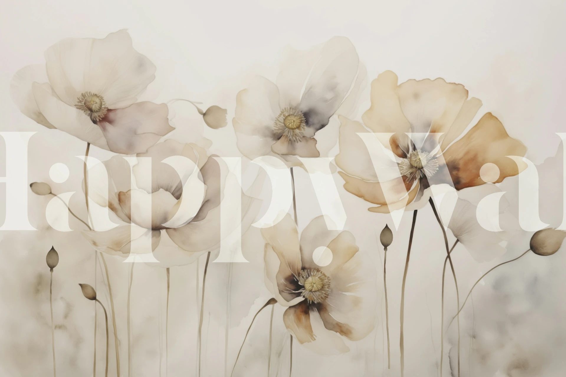Gentle Poppy Flower Meadow wallpaper u sobi