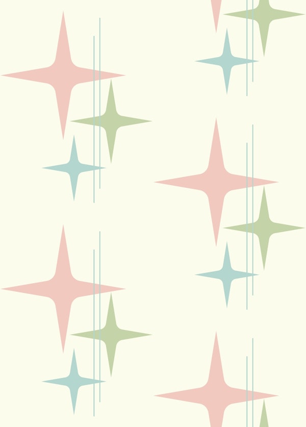 Mid Century Modern Atomic Stars Light Pastel