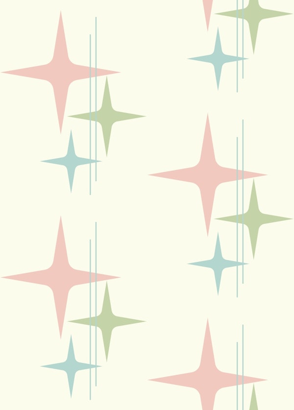 Midcentury Modern Atomic Stars Soft Pastel
