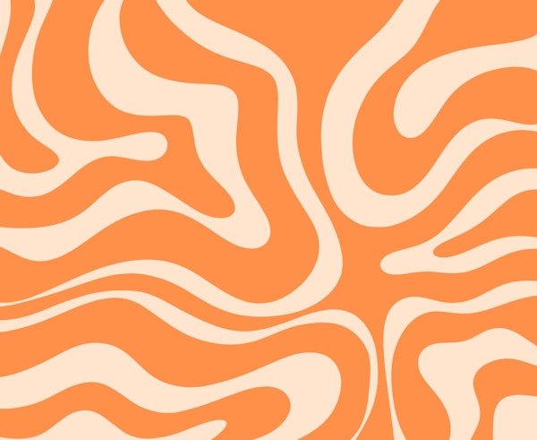 Retro Modern Liquid Swirl Abstract Orange