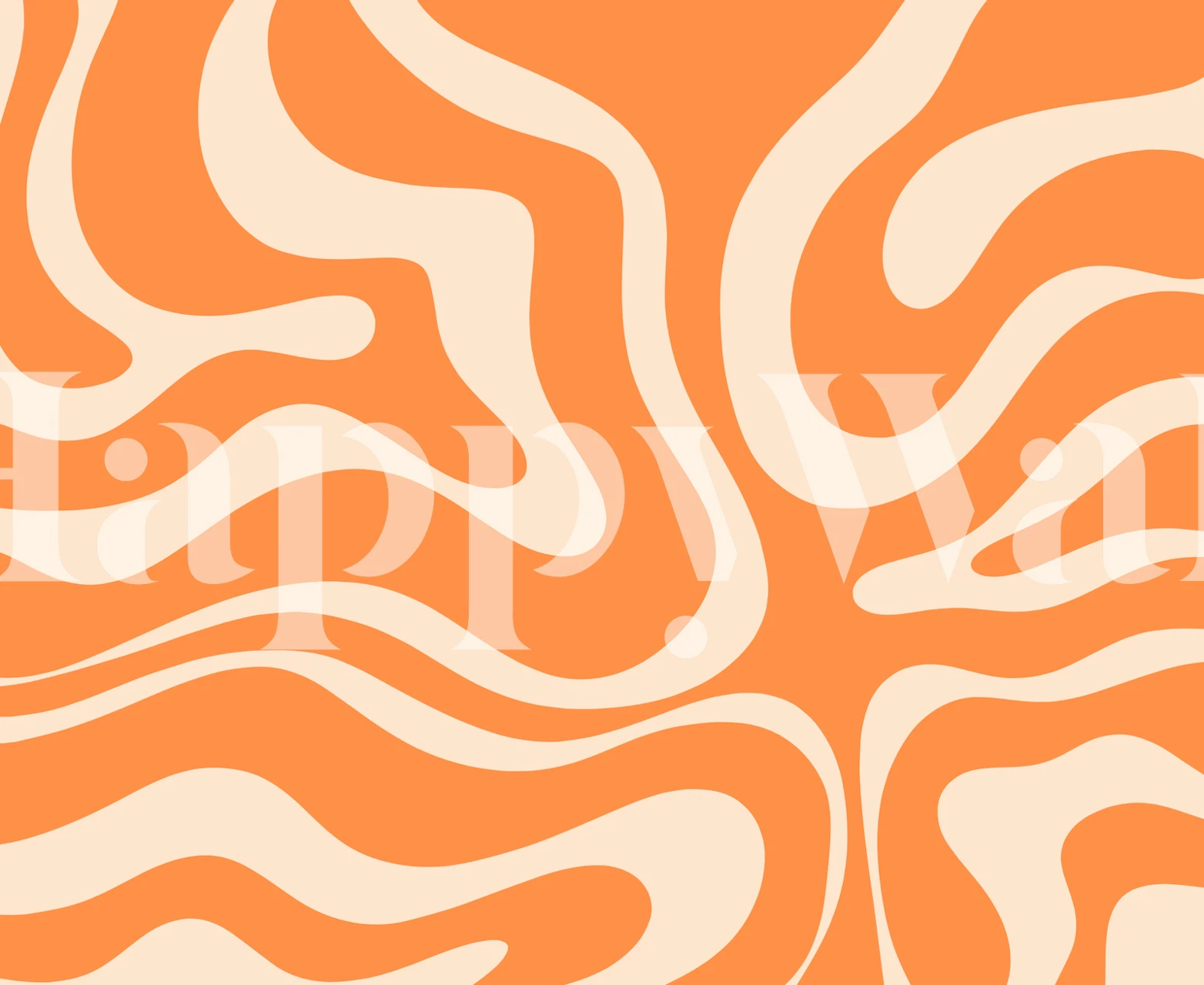 Retro liquid swirl pattern in orange and cream wallpaper