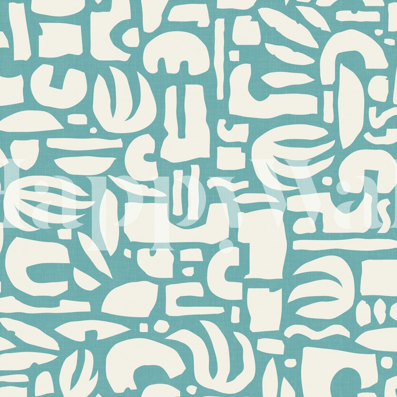 Mid Century Cut Out Shapes Aqua Lagoon WM