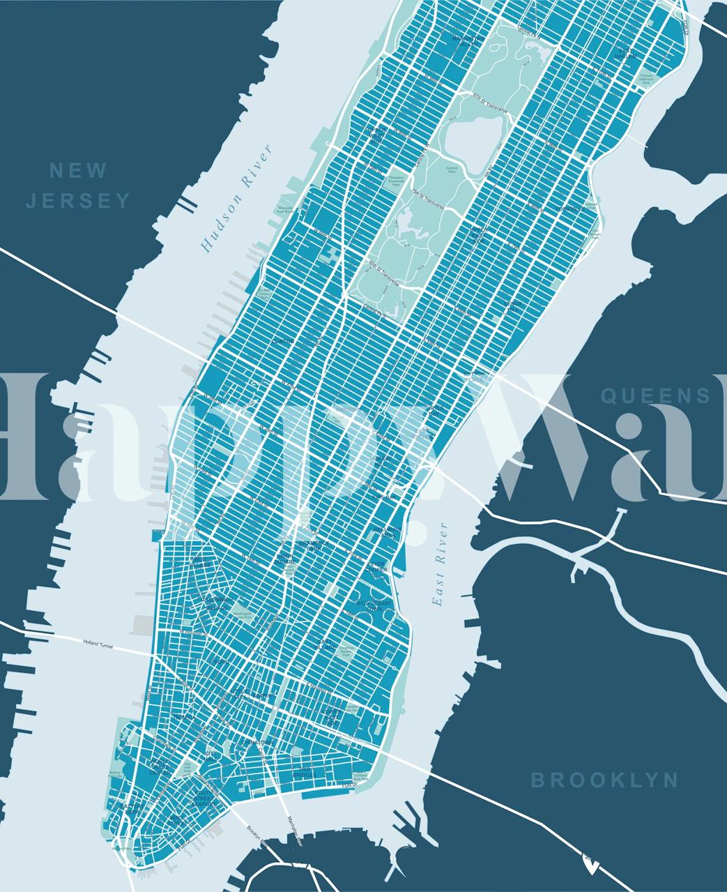 Map of New York wallpaper displayed in a room