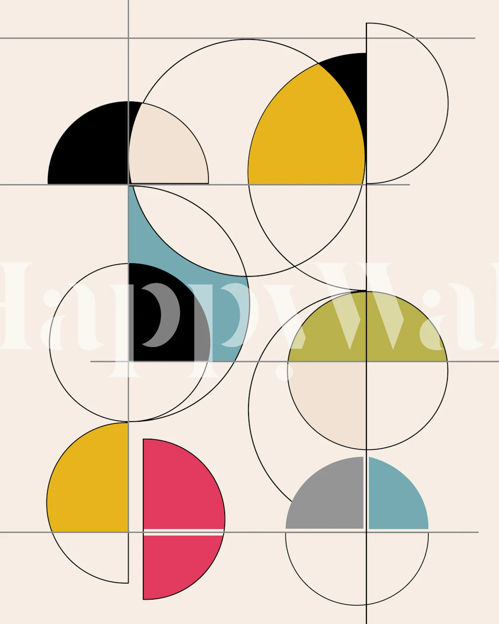 Geometric Circle Dance wallpaper in a room