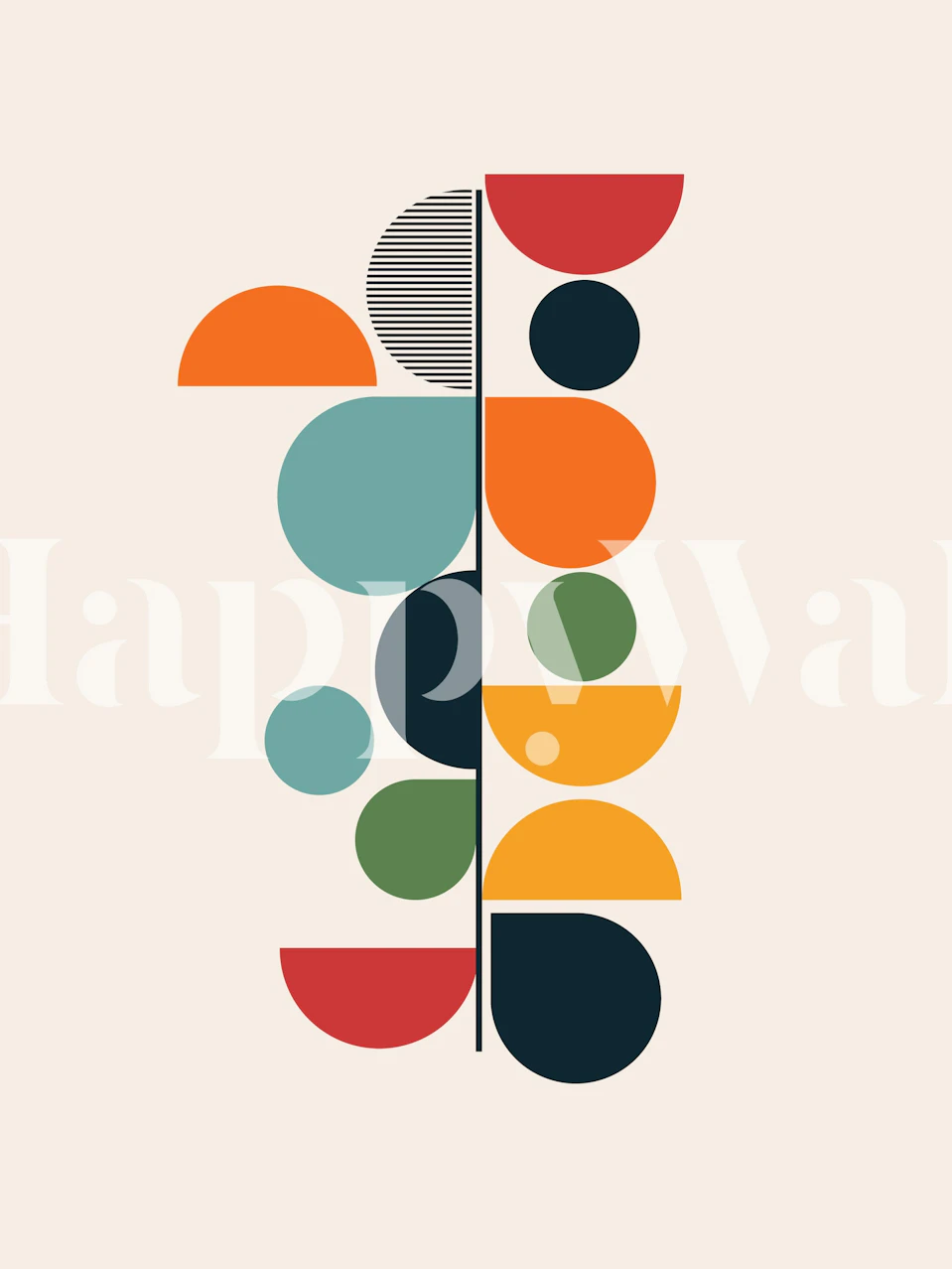 Colorful geometric circles in orange, teal, and green wallpaper