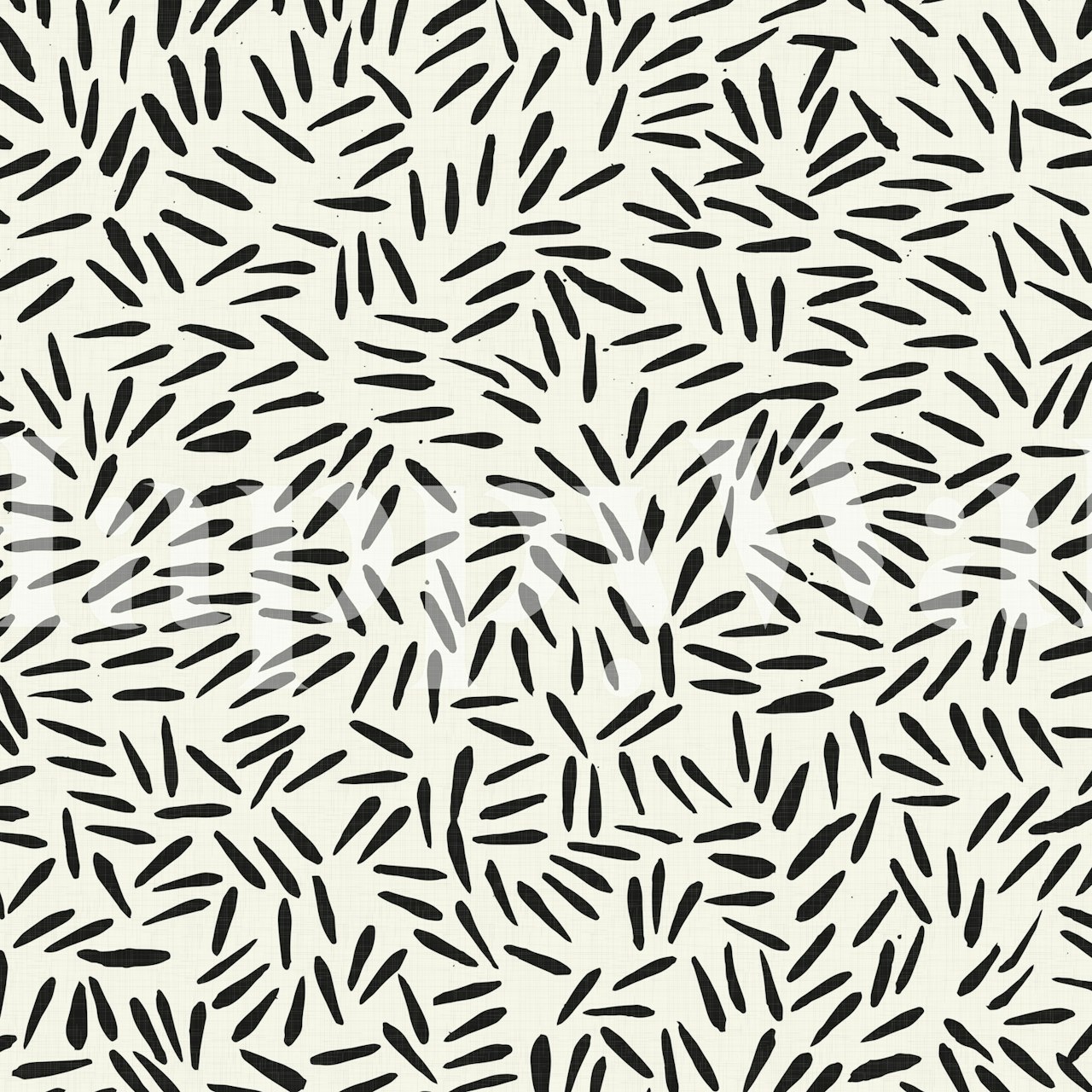 Hand drawn black shapes on ivory wallpaper pattern