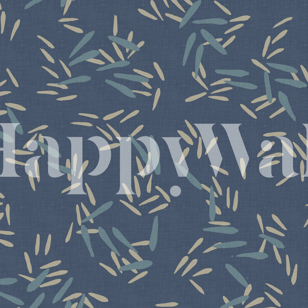 Bamboo Leaves on Muted Blue wallpaper in a room