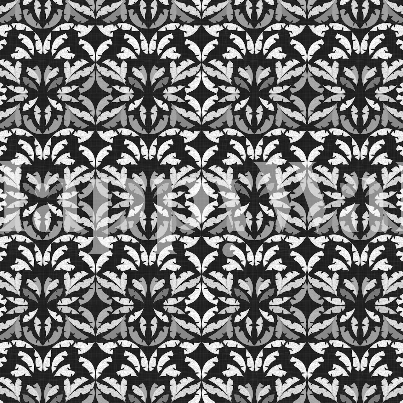 Black and white tropical leaves wallpaper design