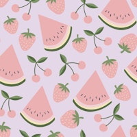 Watermelon, cherries and strawberries - lilac papel de parede