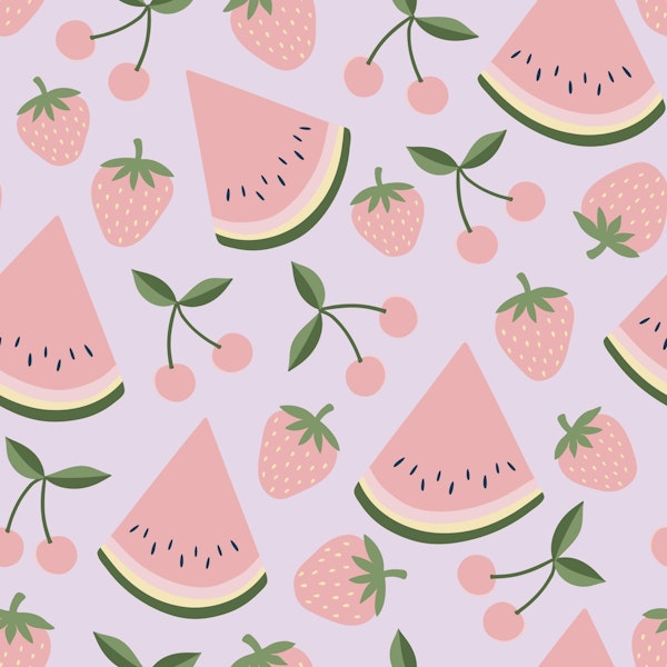 Watermelon, cherries and strawberries - lilac