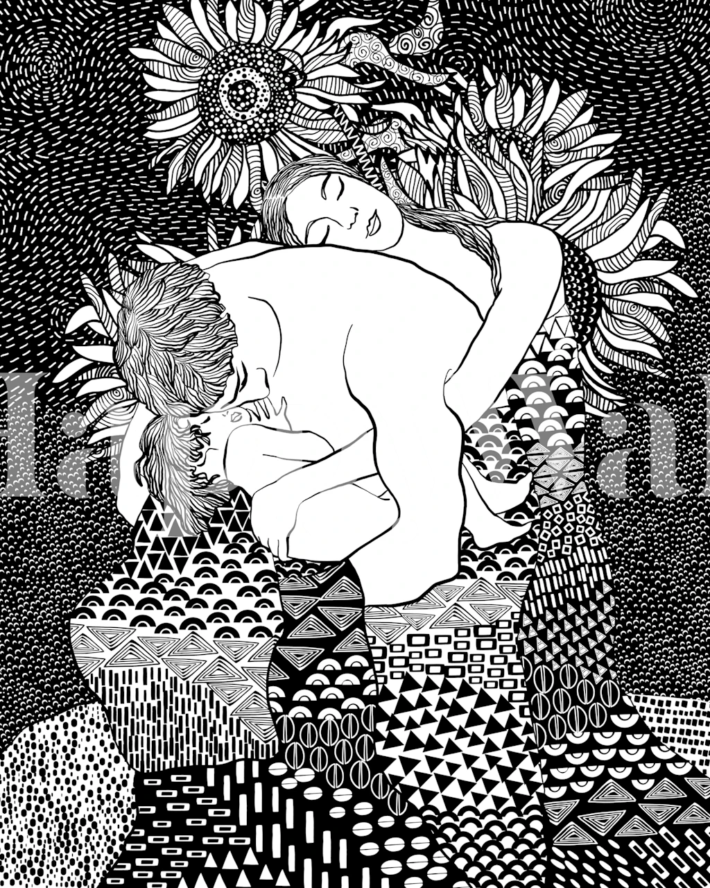 Embrace in Monochrome Tapet-Design