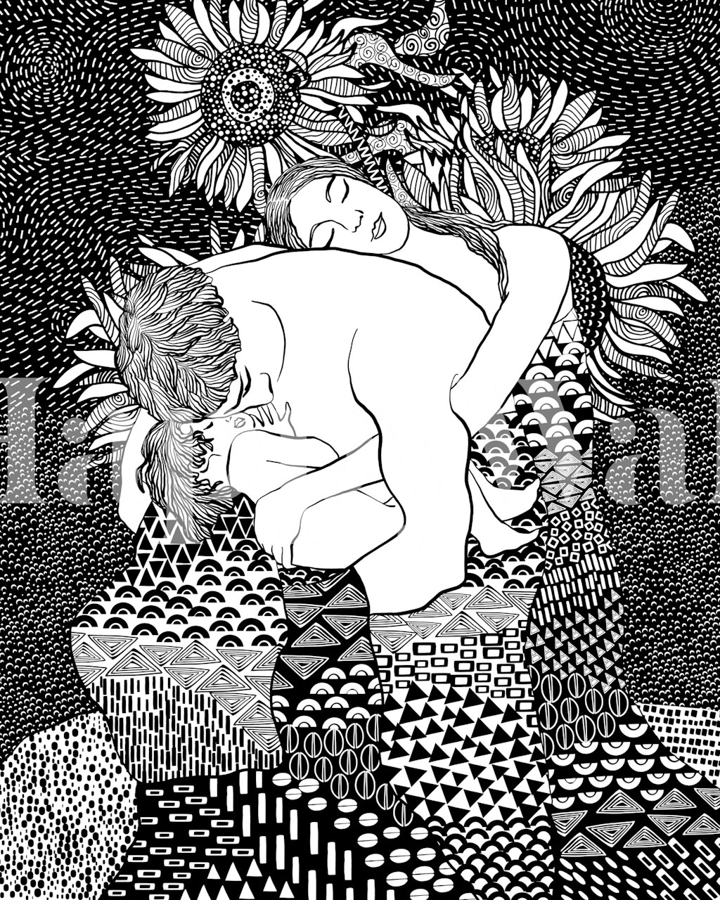 Embrace in Monochrome design tapet